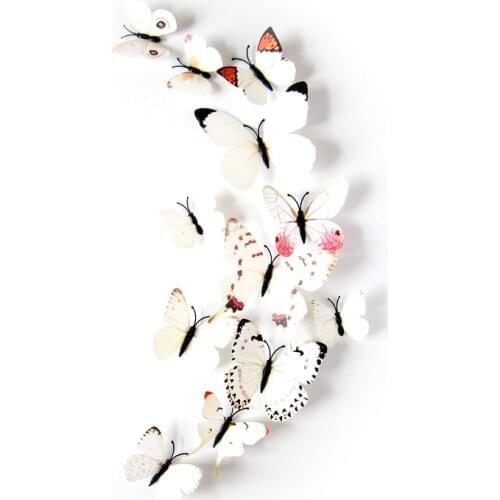 12pcs/lot Simplicity Butterfly Fridge Magnets 3D Butterfly Design Art Stickers Room Magnetic Home Decor DIY Wall Decoration