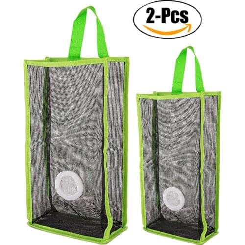 2Pcs Storage Hanging Bag Foldable Breathable Mesh Grid Hanging Holder Organizer for Home Kitchen