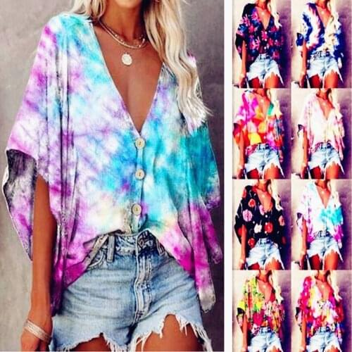 2021 Autumn Summer Women Blouses Vintage Tees Button V Neck Sexy Casual Befree Short Sleeve 5XL Big Large Tops Plus Sizes Shirts