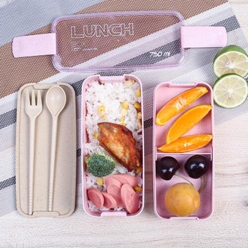 3 Layers Bento Box Eco-Friendly Lunch Box Food Container Wheat Straw Material Microwavable Dinnerware Lunchbox 2020