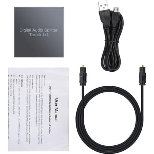 3 Way Spdif Toslink Optical Digital Audio Splitter 1 Input 3 Outputs Optical Splitter Support for LPCM2.0 DTS -AC3