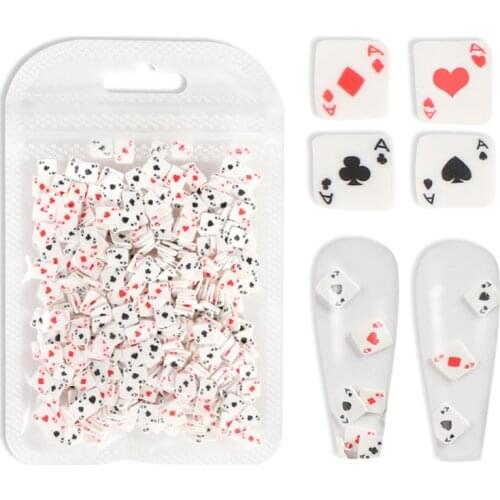 450-500 Pcs/Bag Nail Art Poker Shape Design Polymer Soft Clay Discs Heart DIY Nail Art Decorations Playing Cards Nail Decor