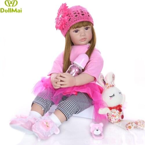 60cm Silicone Reborn Toddler Toy 24" Lifelike Vinyl Princess Girl Baby Doll High Quality bebe reborn Birthday Gift Play House To