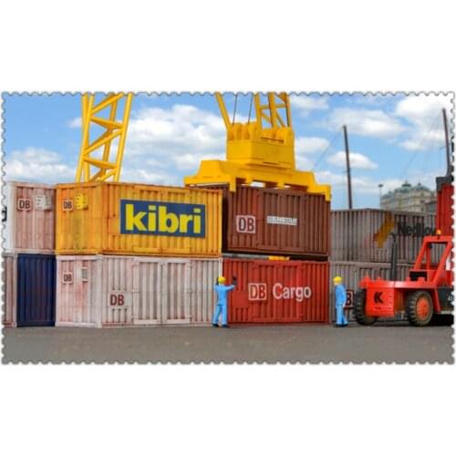 8pcs/lot 1:87 HO Scale Train Model 20 Feet Container Oceangoing Ship Freighter Boat Accessories With Paper Sticker