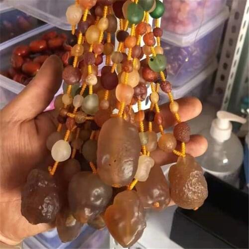 Gobi Agate Irregular Rough Stone Bead Bracelet Sugar Heart Agate Pendant Necklace Sweater Chain Man Woman Set Jewelry