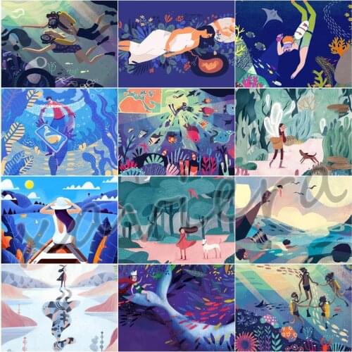 Xaviera The Underwater World Diamond Painting Cartoon Landscape Full Drill Embroidery Square Rhinestone Mosaic Cross Stitch Kit