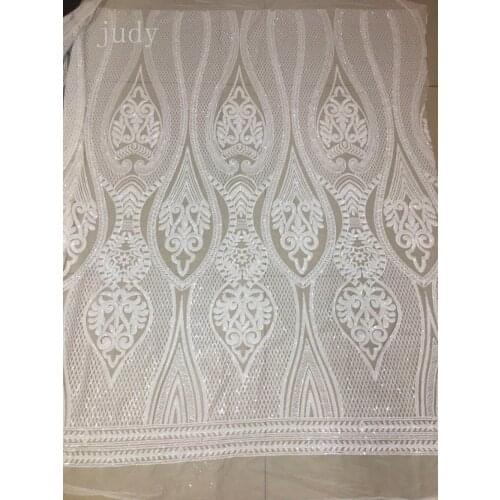 Sequin fabric JL249# A white cross - line sequined mesh fabric of African cloth and French cloth used for wedding party dresses
