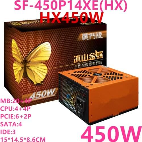New PSU For Super Flower Brand Golden Butterfly Battle Page HX450W 1060 Silent Power Supply 450W Power Supply SF-450P14XE(HX)