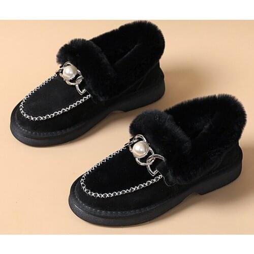 Women Boots Short Fur Plus size 40 Flat Warm Ankle Female Ankle Cotton Shoes Wearable Non-Slip Ladies Plus Velvet Snow Boots
