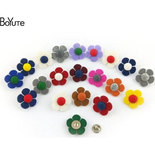 BoYuTe (20 Pieces/Lot) Classic Design Non-woven Fabric Flower Brooch Brief Men Lapel Pin Wedding Brooch