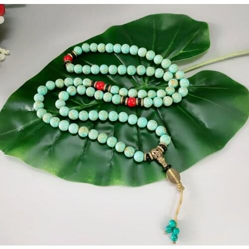 10mm/ artificial Turquoise Tibet Buddhism pray Buddha worry Myra bead bracelet