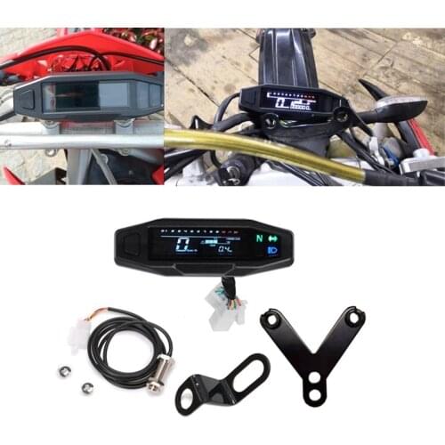 Motorcycle LCD Speedometer RPM Digital Odometer Electric Injection and Carburetor Meter for Russian KR200 with Bracket