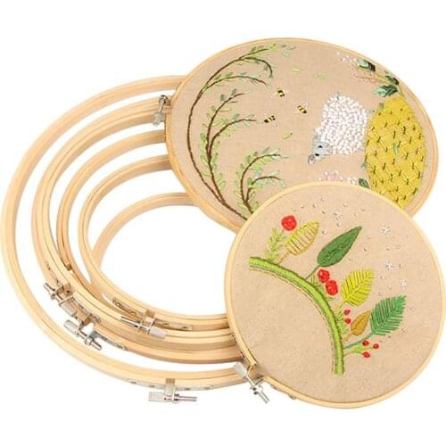 Sewing Tool Wooden Bamboo Embroidery Cross Stitch Hoop Ring Photo Frame Round Hoop Home Tools Multisize Adjustable DIY Craft