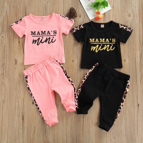 Toddler Baby Girls 2Pcs Clothing Set Letter Print Short Sleeve T-shirt + Long Pants Summer Outfit Children Clothing Set 0-3T