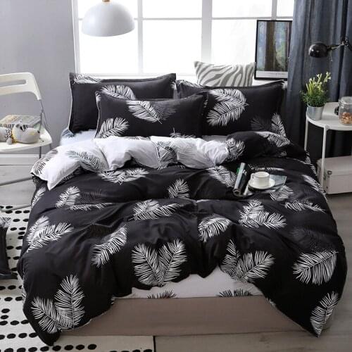 US EU Size Home Textile Black Lattice Duvet Cover Pillowcase Bed Sheet Simple Boy Bedding Sets 2/3Pcs Bedlinen Single Double