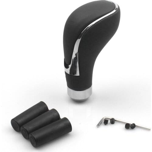 Cool Black Leather Aluminum Universal Car Gear Stick Shift Knob Shifter Lever Cover