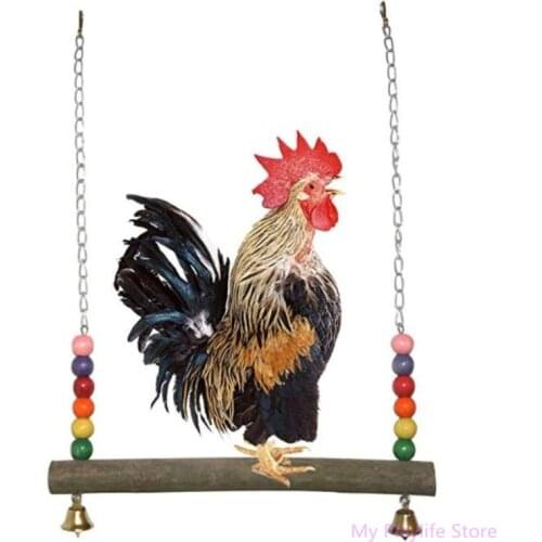 Chicken Wooden Swing Toy Hens Handmade Bird Cage Toys Parrot Macaw Training Stand Holder toy Pet Play Supplies C42