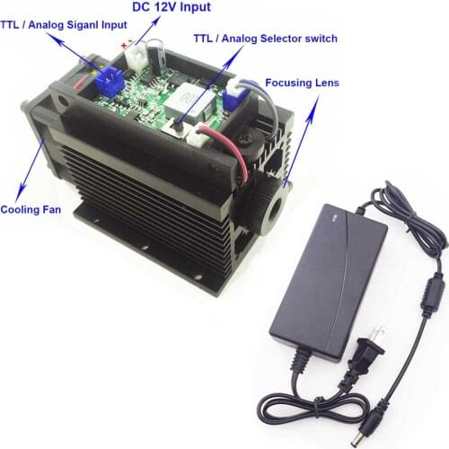 High Power 15W Laser Head Laser Engraver CNC Machine Parts Blue Module TTL Printer Engraving Cutting for metal plywood diy