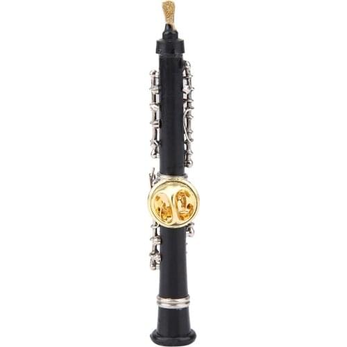 Oboe Shape Design Mini Pin Brooch Musical Instrument Craft Clothing Decoration Birthday Gift