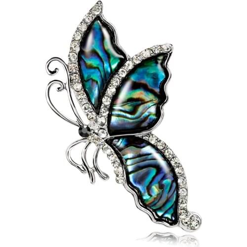 Fashion high-end elegant natural shell butterfly brooch ladies brooch insect alloy banquet wedding brooch gift for women