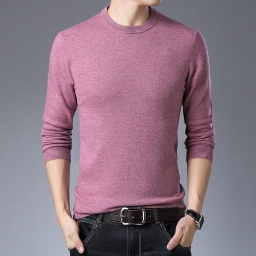 Man Knit Shirts Casual Thin Wool Sweater Male O-Neck Slim Fit Jumper Long Sleeve Solid Color Sweaters T Shirt