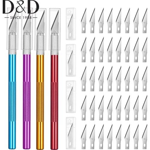 4PCS Craft Knife Set with 40pcs Stainless Steel Blades Kit for Cutting Carving Scrapbooking Art DIY Sewing Craft Leather Tools