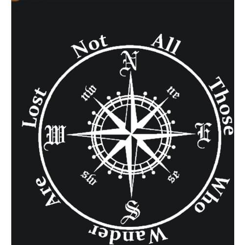 Compass Wall Sticker Waterproof Window Decal Not All Those Who Wander Are Lost Car Styling Decals Computer Sticker Home Decor Ar