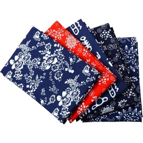 Pure Cotton Blue Printed Fabric Thickened Colorful Beautiful Hand Feeling Soft Comfortable Curtain Table Cloth Fabrics Handmade