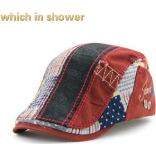 Casual striped flat cap for women or men high quality patchwork vintage berets summer autumn visor female peaked newsboy hat