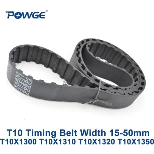 POWGE T10 Synchronous timing belt C=1300/1310/1320/1350 Width 15/20/25/30/40/50mm Rubber T10X1300 T10X1310 T10X1320 T10X1350