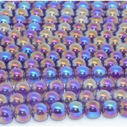 Natural Light Amethyst Electroplate Angel Aura Loose Round Beads 8mm