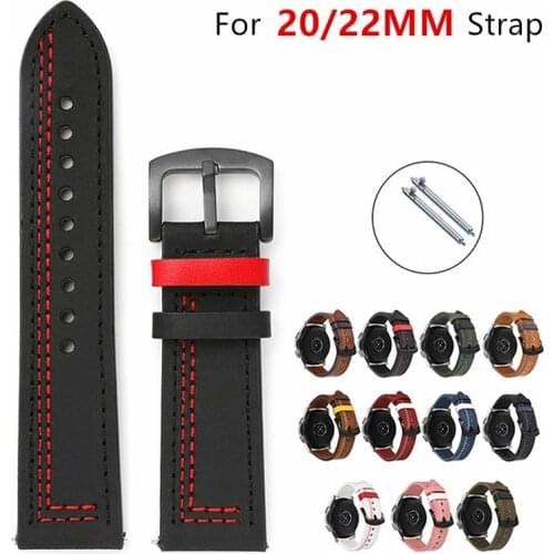 22mm 20mm Watch Strap For Huawei Watch GT 2 Sport Genuine Leather Bracelet Watchband For Samsung Galaxy Watch Active 2 42mm 46mm