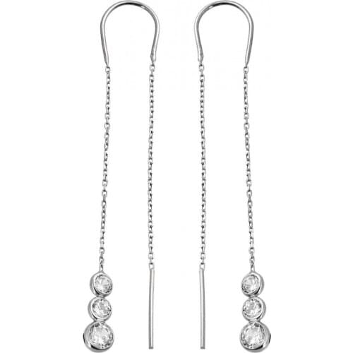Argentum Concept-Luminous Silver Design Chain Earrings