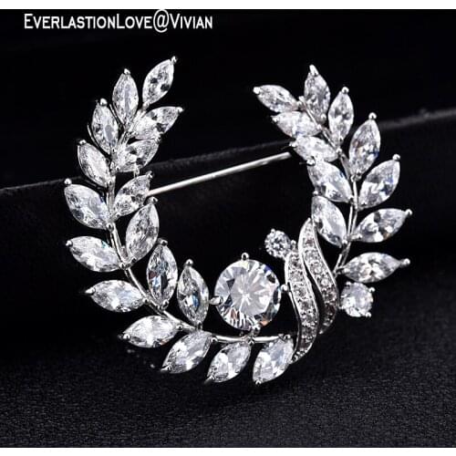 SQ Vintage wheatear zircon plating True gold Brooches for Womens girl Brooch pins party Banquet Christmas Gift jewelry brooches