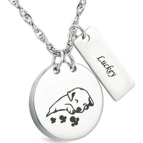 Pet Cremation Jewelry Dog Urn Necklace Stainless Steel Round Dog Cat Urn Keepsake Pendant Locket