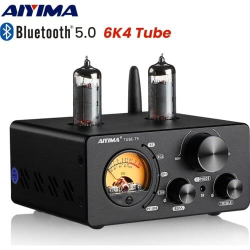 AIYIMA T9 HiFi Bluetooth 5.0 Vacuum Tube Amplifier USB DAC Stereo Amplificador COAX OPT Home Audio Power Amplifier VU Meter 100W