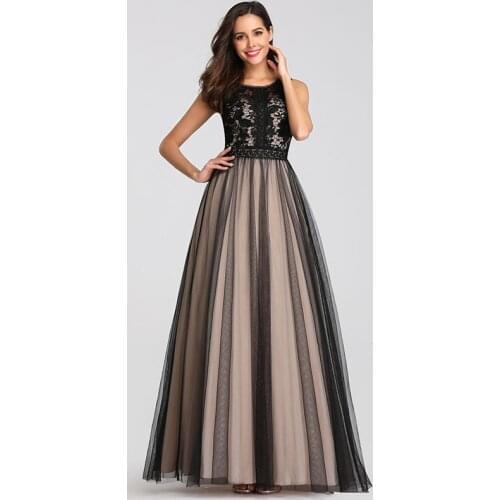 Evening Dress Zipper Back Sleeveless Embroidery A-Line Elegant O-Neck Pleat Floor-Length New Plus Size Women Formal Gowns D933