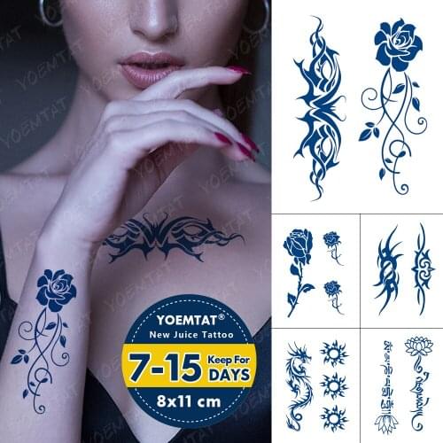 Juice Lasting Waterproof Temporary Tattoo Sticker Rose Flower Eye Mask Totem Flash Tattoos Male Party Body Art Fake Tatoo Female