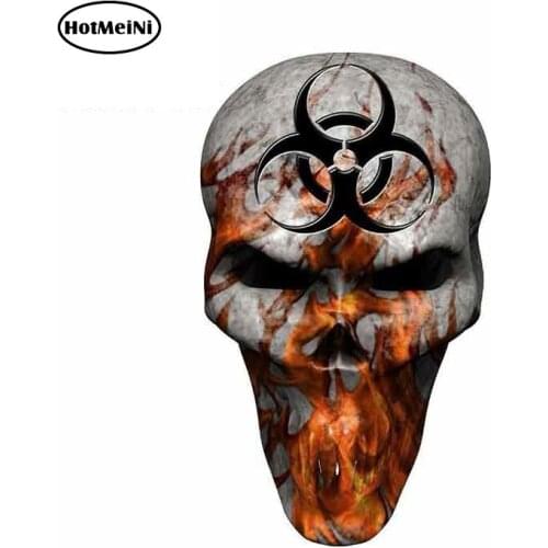 HotMeiNi 13cm x 7.7cm For Fire Bio Hazard Skull Funny Car Stickers Suitable For VAN RV Occlusion Scratch Vinyl Material