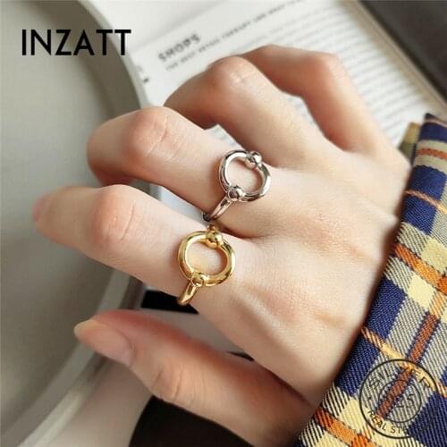 INZATT Real 925 Sterling Silver Geometric Round Ring For Fashion Women Trendy Punk Fine Jewelry Minimalist Accessories 2019 Gift