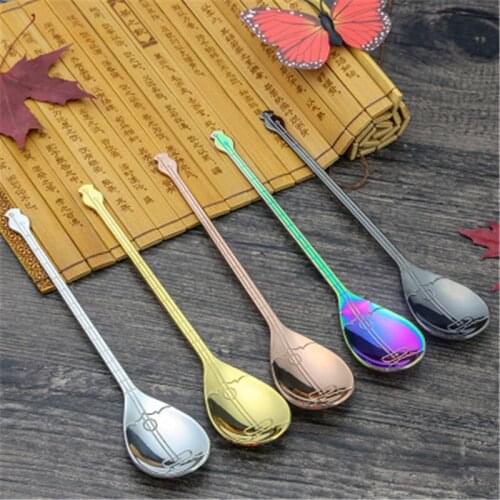 1pcs Stainless Steel Creative Pipa Spoon Milk Coffee Spoon Ice Cream Candy Teaspoon Accessories Ktchen Bar Tools