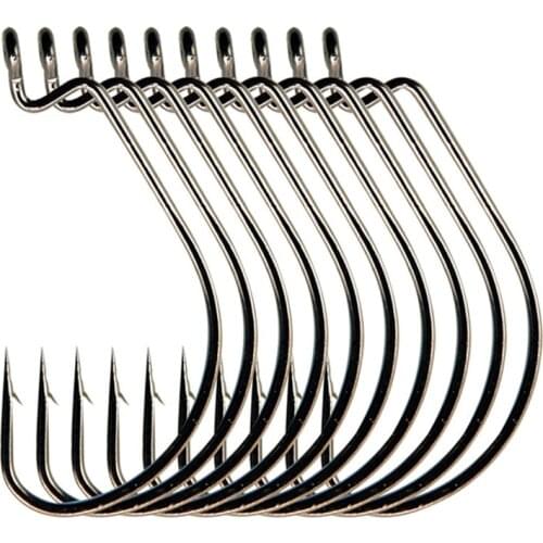 10pcs/bag Nickel Black Red Exposed Lead Jig Head Barbed Lead Hook Offset Fishing Hook Fish Hooks Fit Tackle