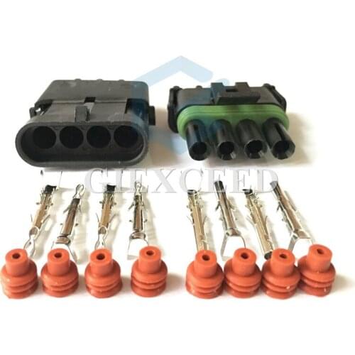 2 Sets 4 Pin 12015797 12010974 Automobile Connector Female Male Weather Pack Electrical Sealed Wiring Socket
