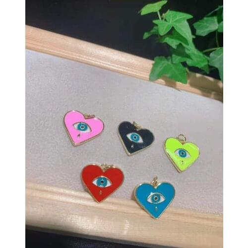 2Pcs Colorful Heart angel eyes pendant,color plating charm jewelry,fashion jewelry pendant Necklace