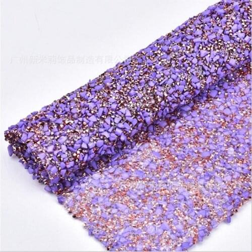 24*40Cm Resin Rhinestone Purple Natural Crushed Stone Rubber Diamond Sheet Hot-Fix Mesh Diy Clothing Iron Furniture Accessories