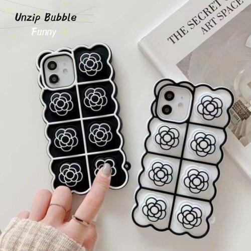 3D Sasanqua flower Bubble Playgame Case For iphone 12mini 11 pro max Soft Cute for iphone Xr XS X 8 7 6 plus SE20 Case Silicone