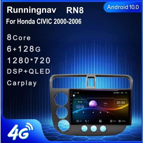 4G LTE Android 10.1 For Honda CIVIC 2000 2001 2002 2003 2004 - 2006 Car Radio Multimedia Video Player Navigation GPS RDS no dvd