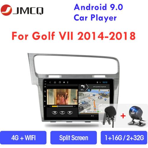 JMCQ Android 9.0 Car Radio for VW Volkswagen Golf 7 VII 2014-2018 Multimidia Video 2 din GPS Navigaion Split Screen With CANBUS