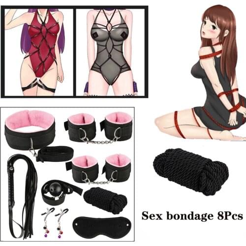 BDSM Bondage Kits Nylon Restraint 8Pcs/Set Handcuffs Collar Gag Slave Erotic Sex Toys for Couples Adult Games Sex Accessories