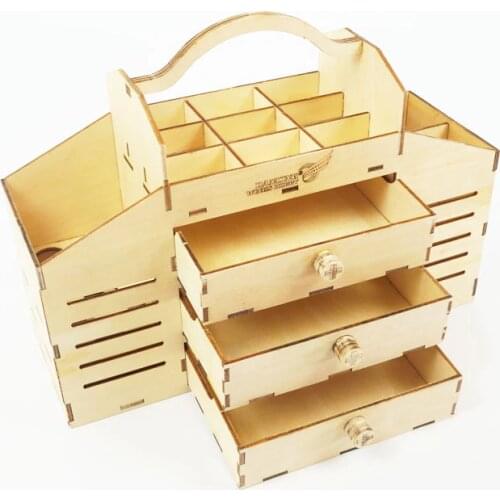 Free Shipping DIY Wooden Toolbox Building Kit Perfect for Tools Knife,File,Pin,Glue,Sandpaper,Clamp,Pencil,Ruler and Protractor
